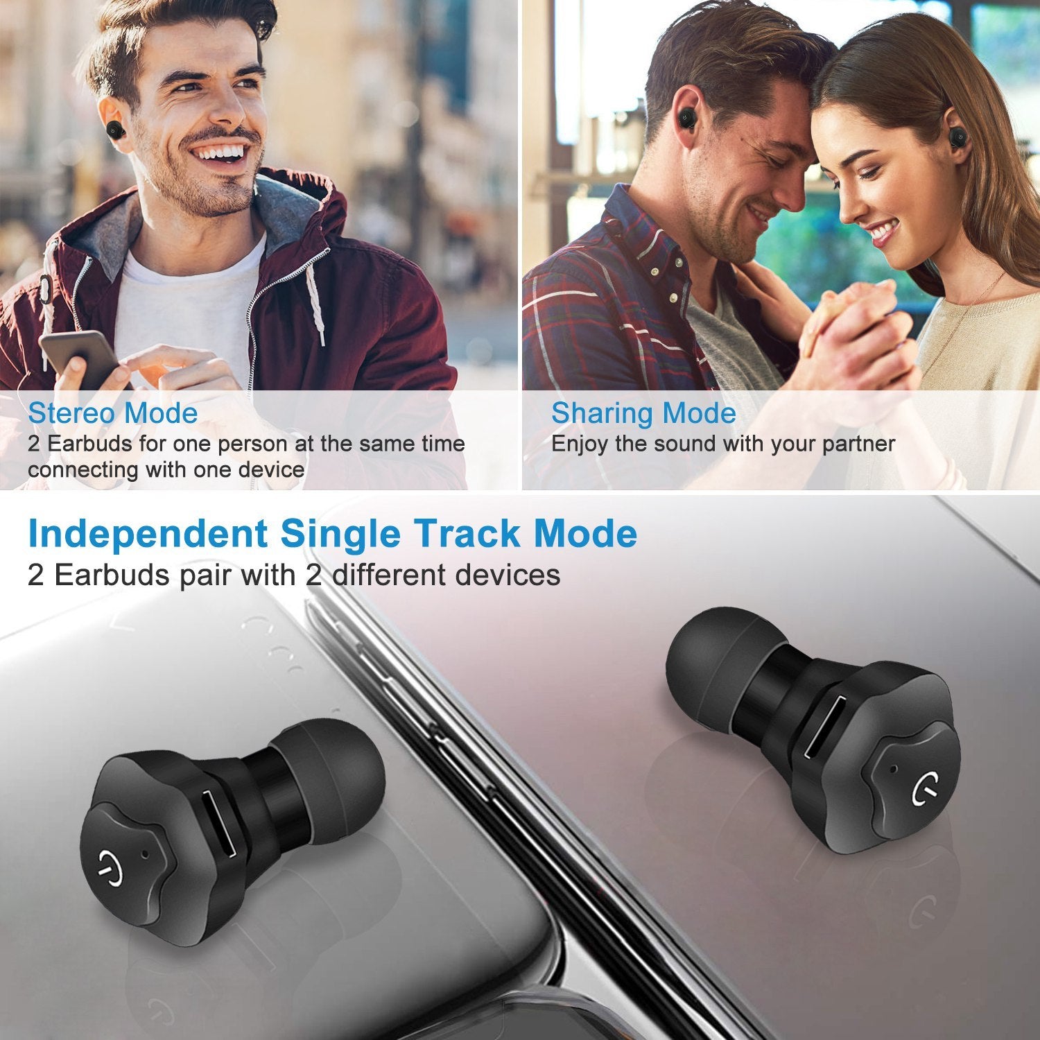1 Pair Wireless Waterproof Earbuds