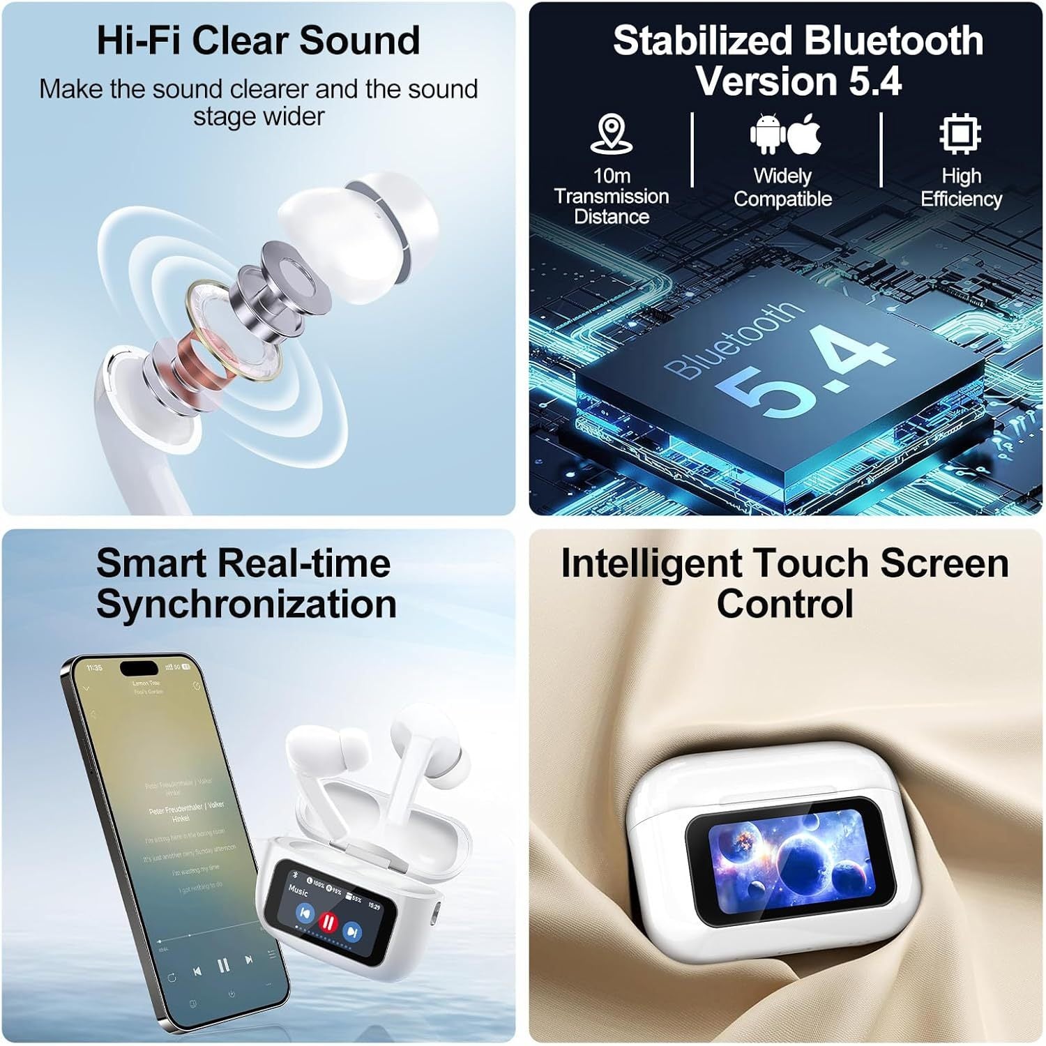 Touch Screen, Noise Cancelling Earbuds