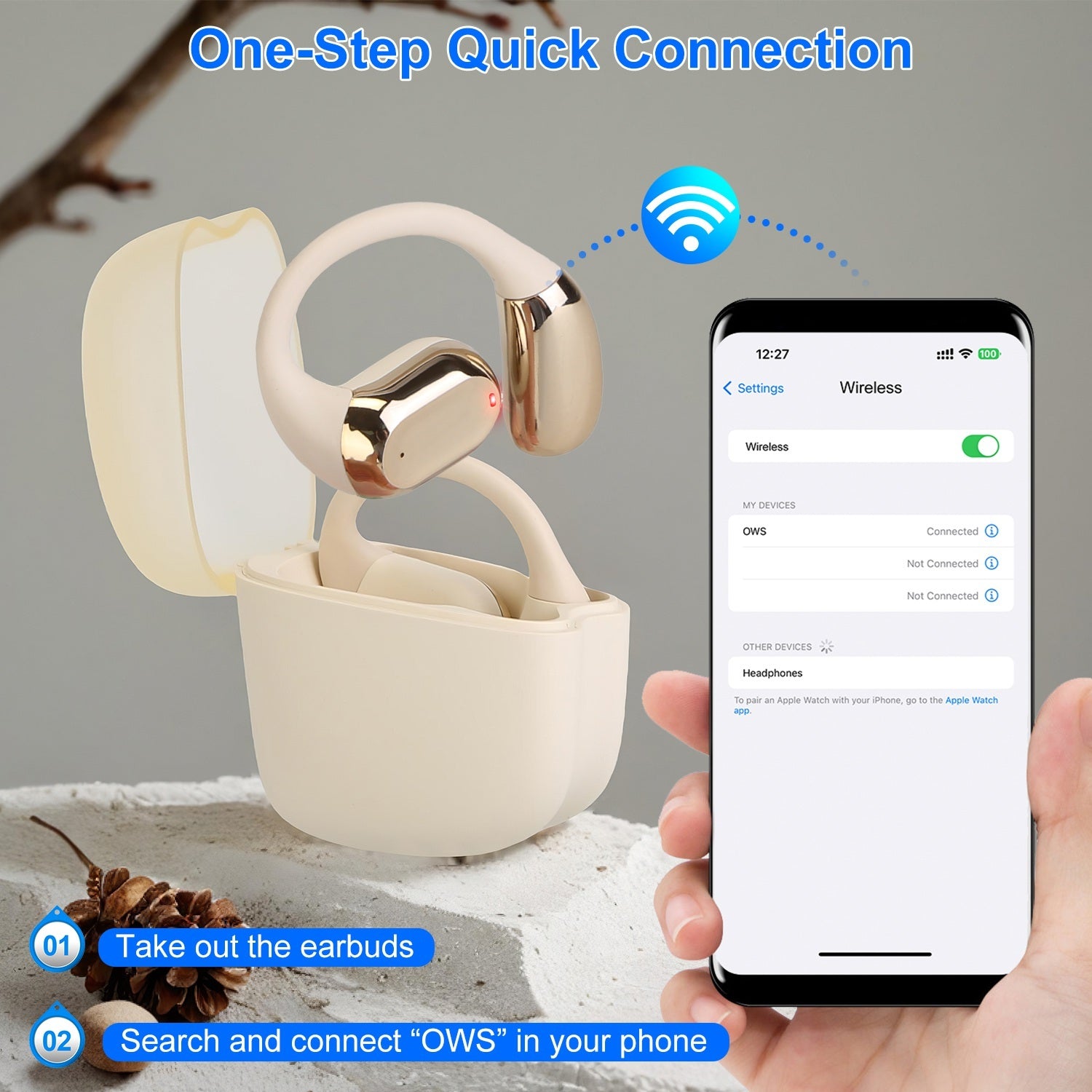 1 Set Wireless Open Ear Earbuds With Earhook