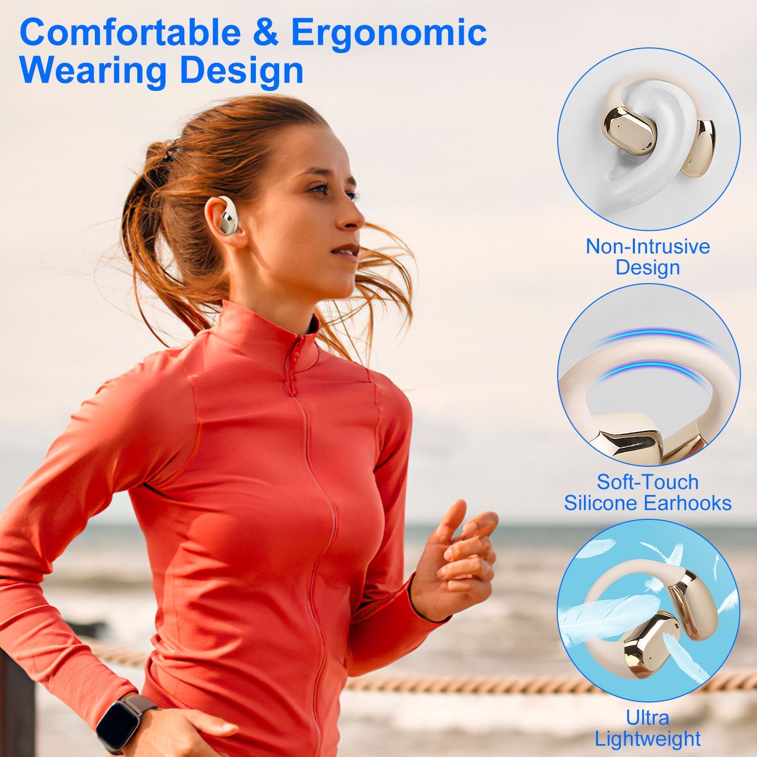 1 Set Wireless Open Ear Earbuds With Earhook