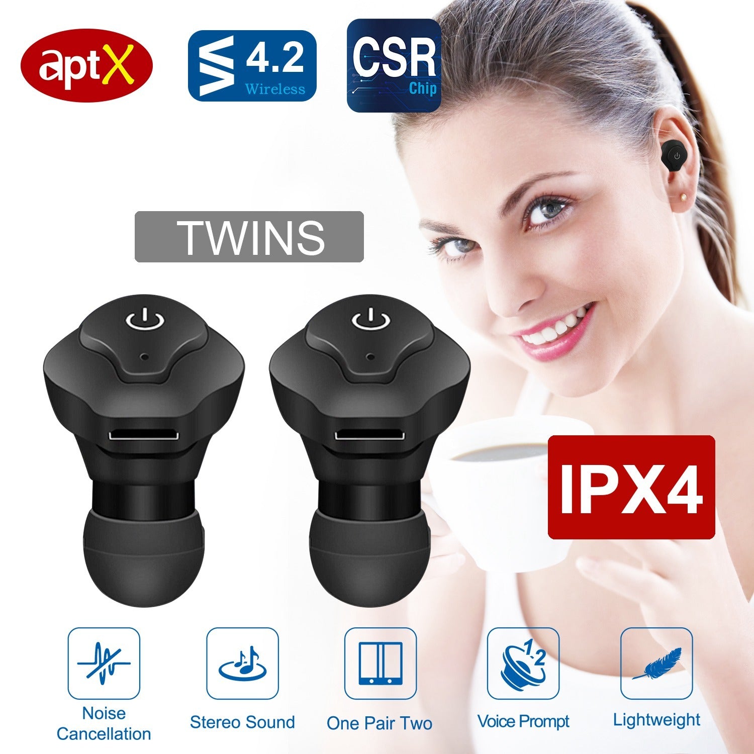 1 Pair Wireless Waterproof Earbuds